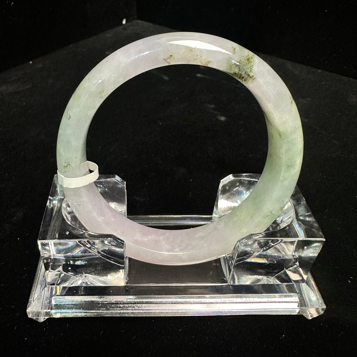 17. Apple Green and Lavender with Touches of Dark Green Jade Bangle