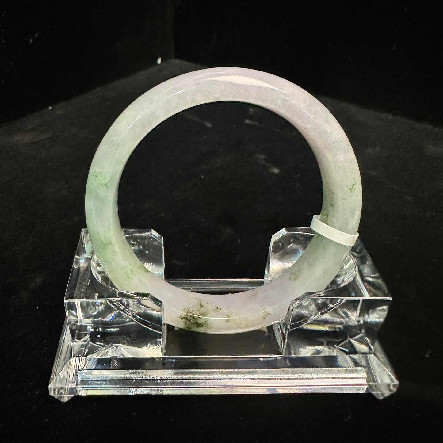 17. Apple Green and Lavender with Touches of Dark Green Jade Bangle
