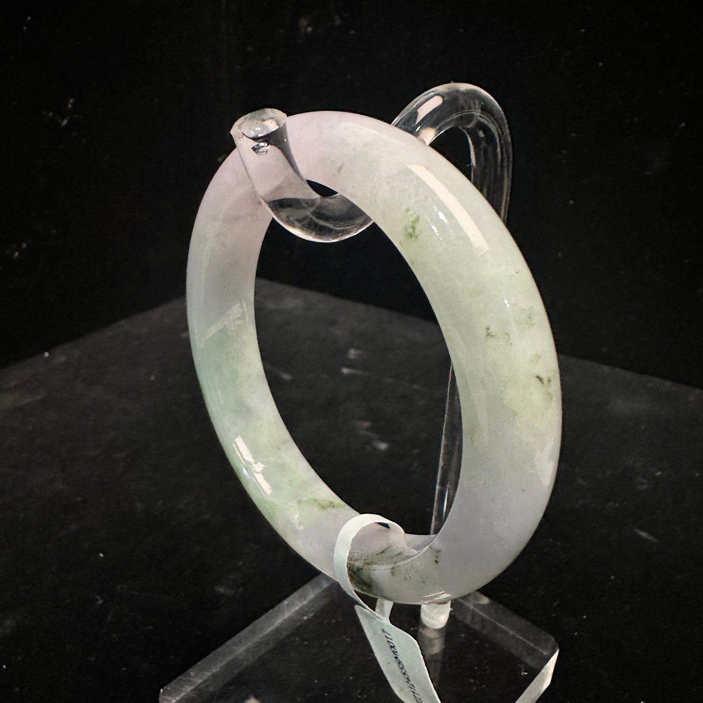 17. Apple Green and Lavender with Touches of Dark Green Jade Bangle