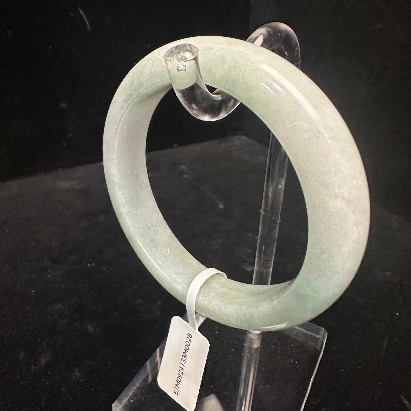 28. Pale Green and White Jade Bangle