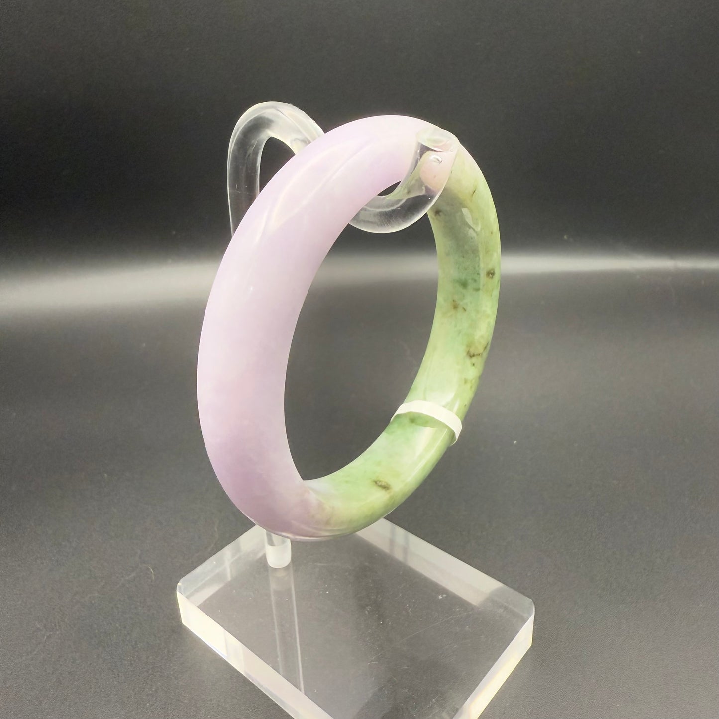 32. Half Purple and Green Jade Bangle