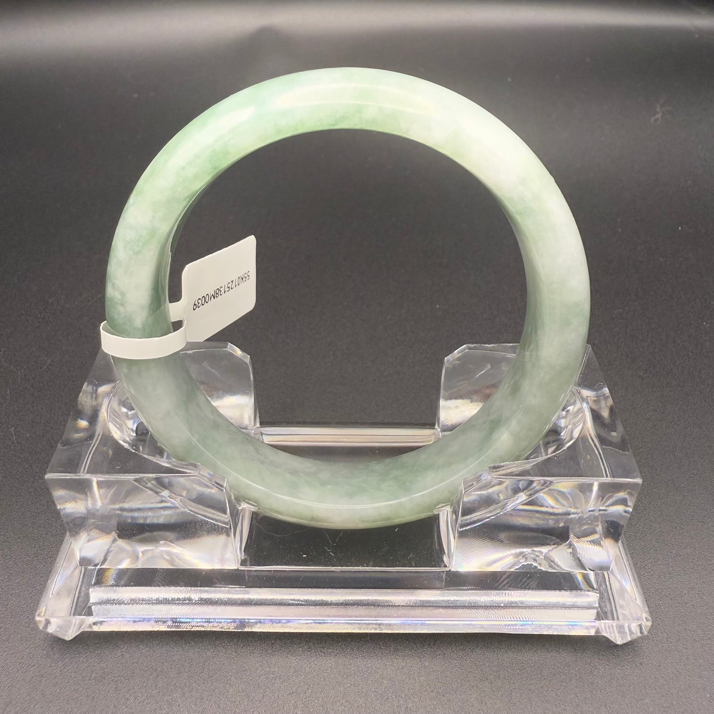 39. Green pattern white Jade bangle