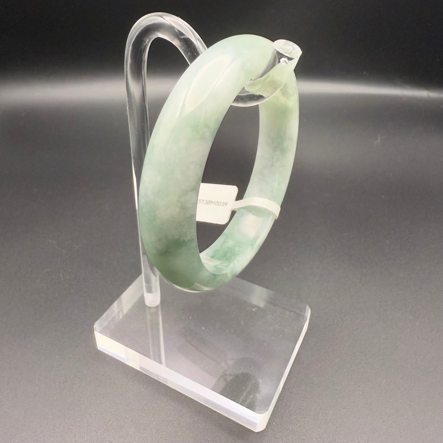 39. Green pattern white Jade bangle