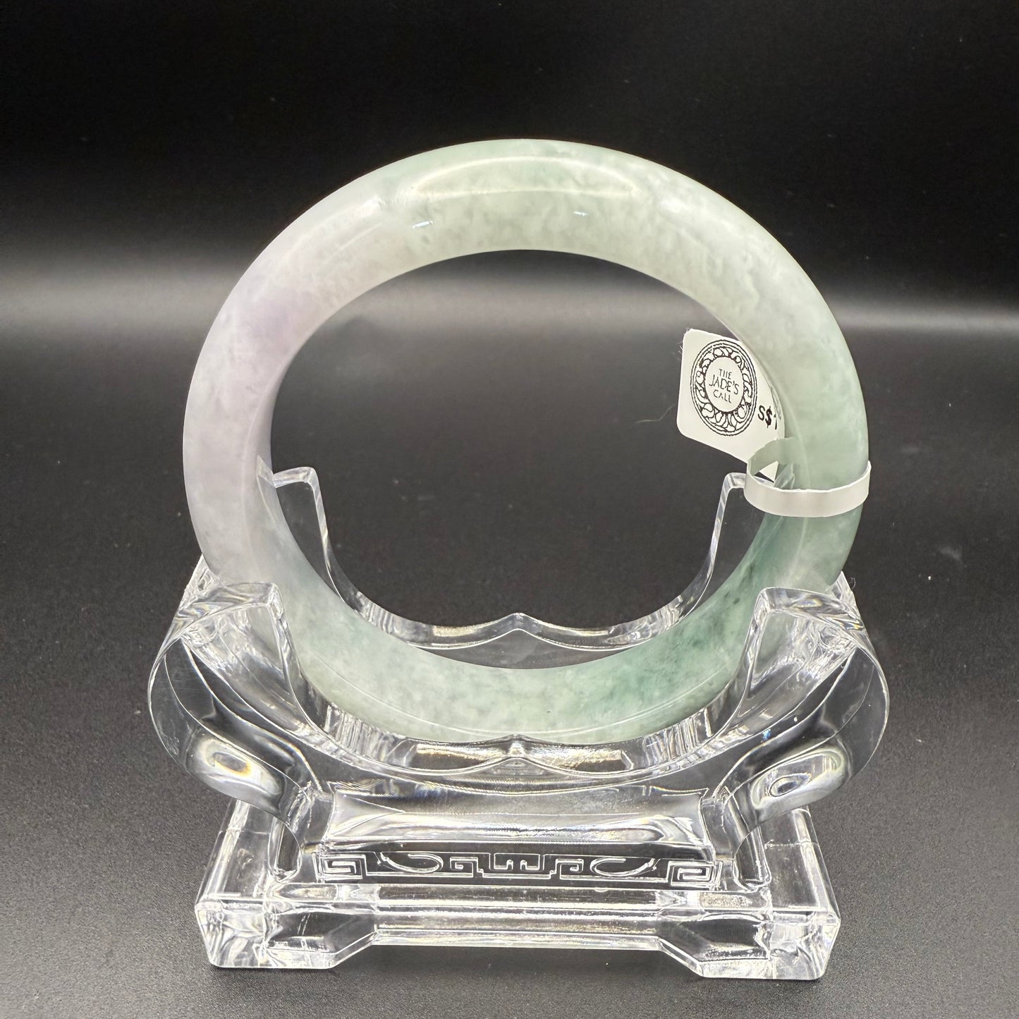44. snow cotton green and purple jade bangle