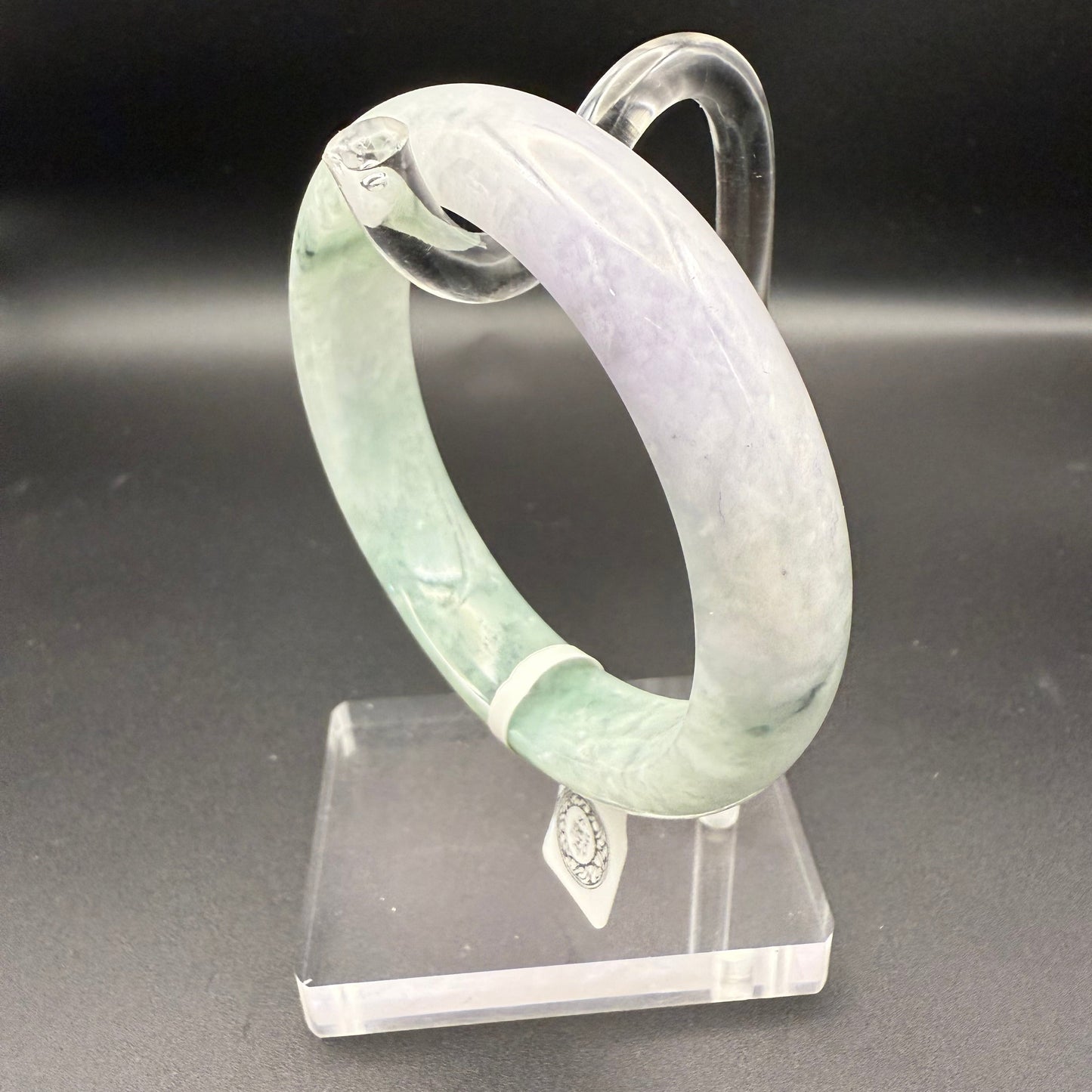 44. snow cotton green and purple jade bangle