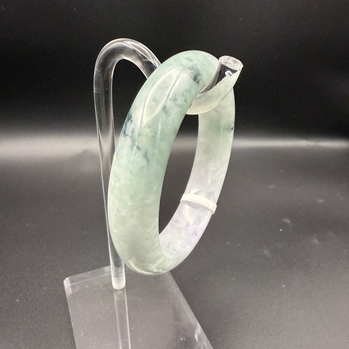 44. snow cotton green and purple jade bangle