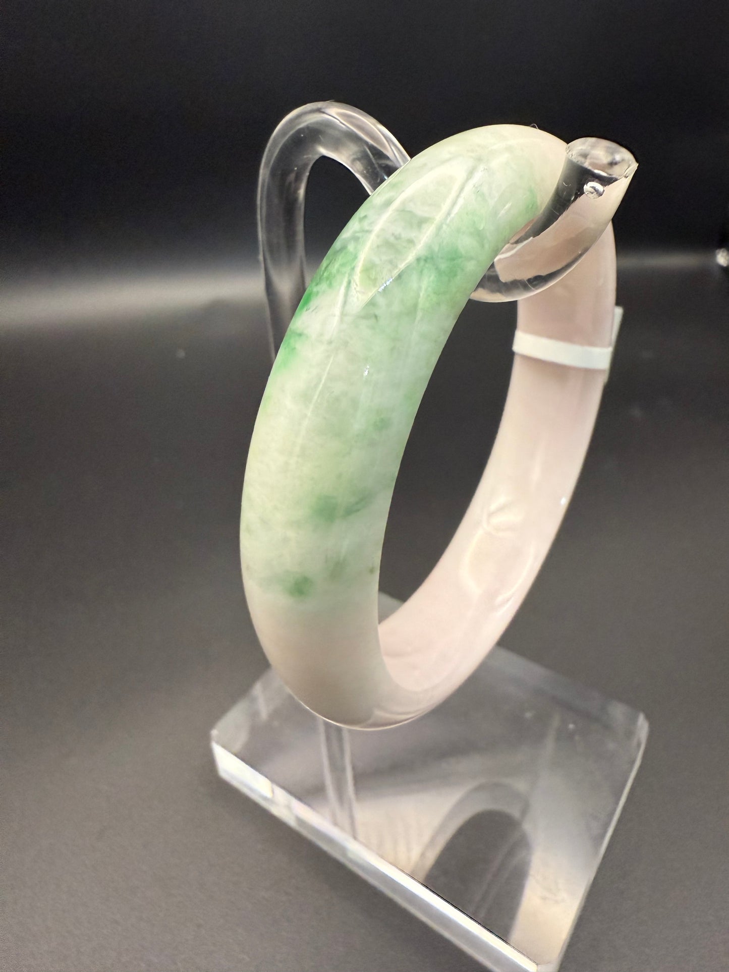 47. Milky pink with jade green bangle