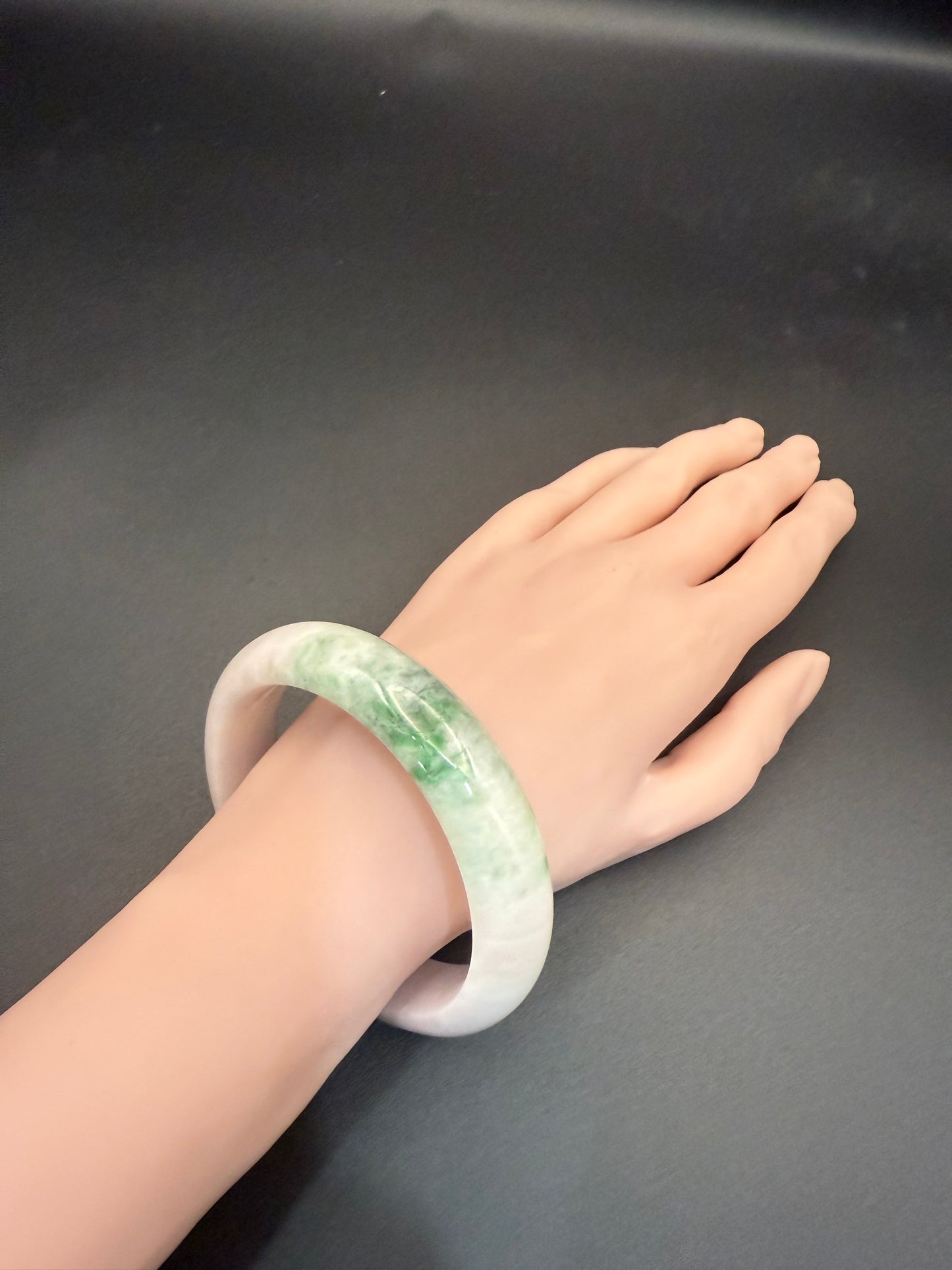 47. Milky pink with jade green bangle