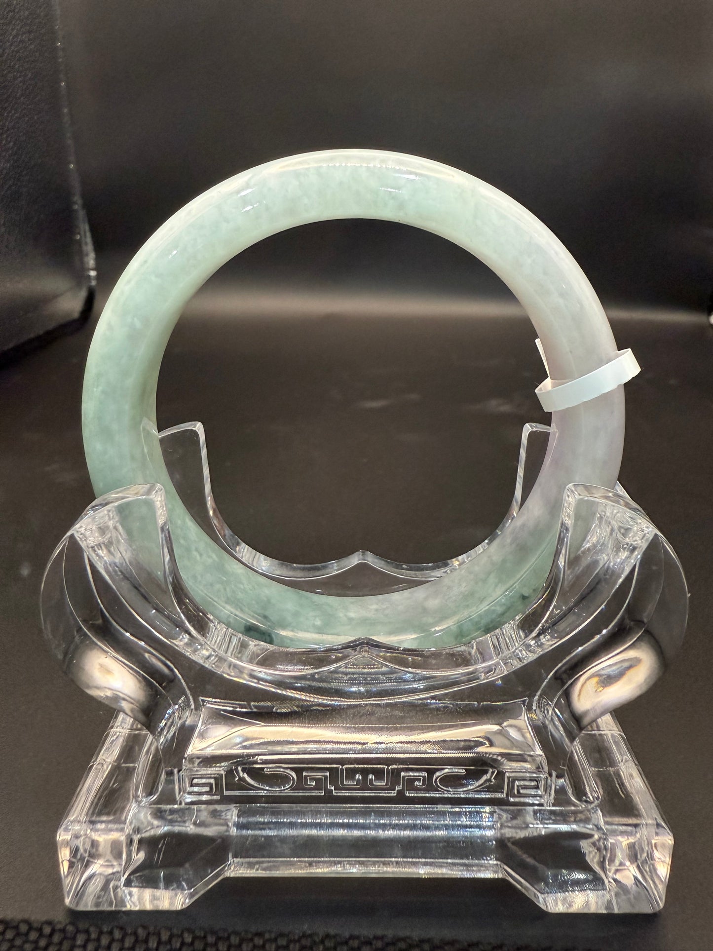 48. Green with snowflakes jade bangle