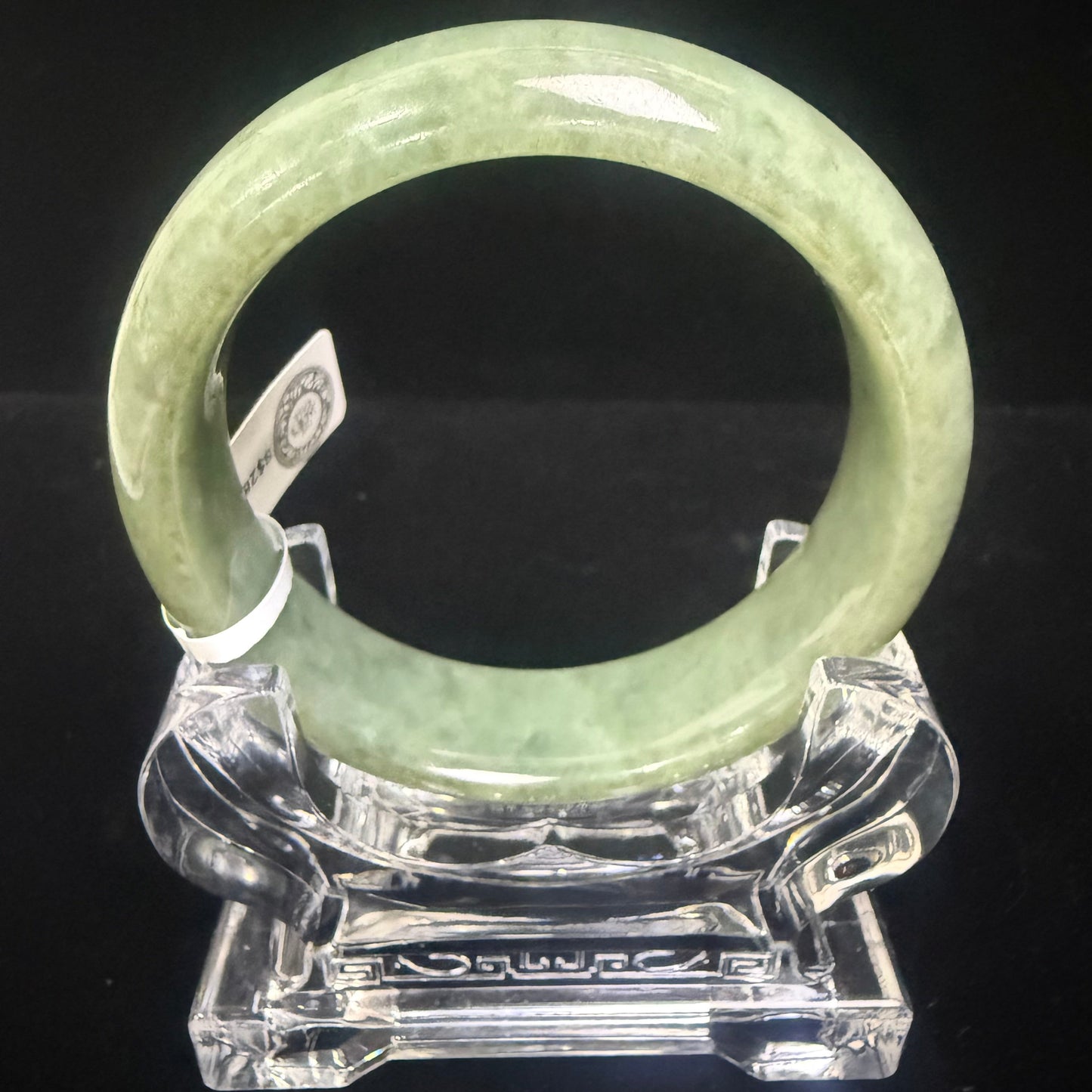 53. Broad flawless lake green Jade bangles