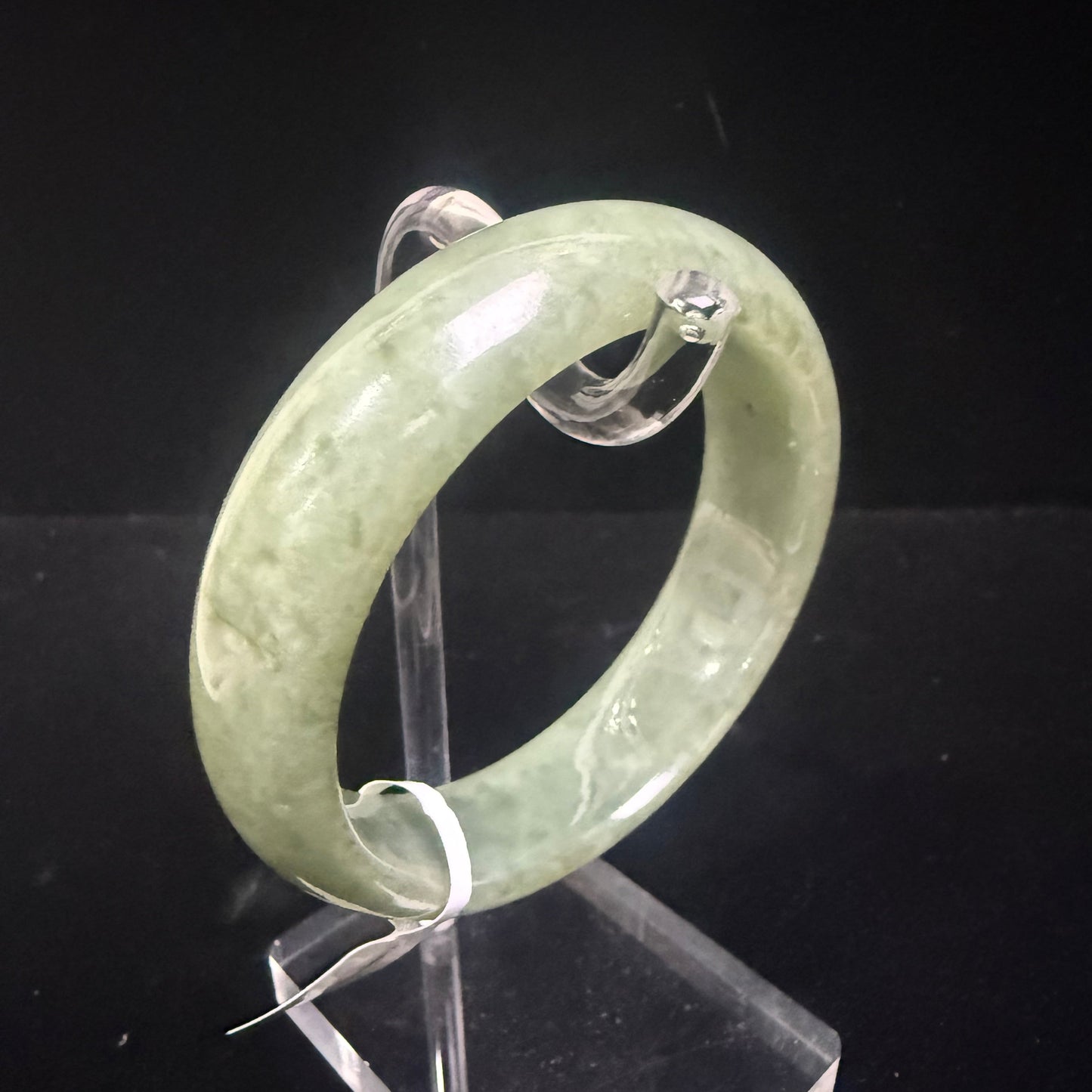 53. Broad flawless lake green Jade bangles