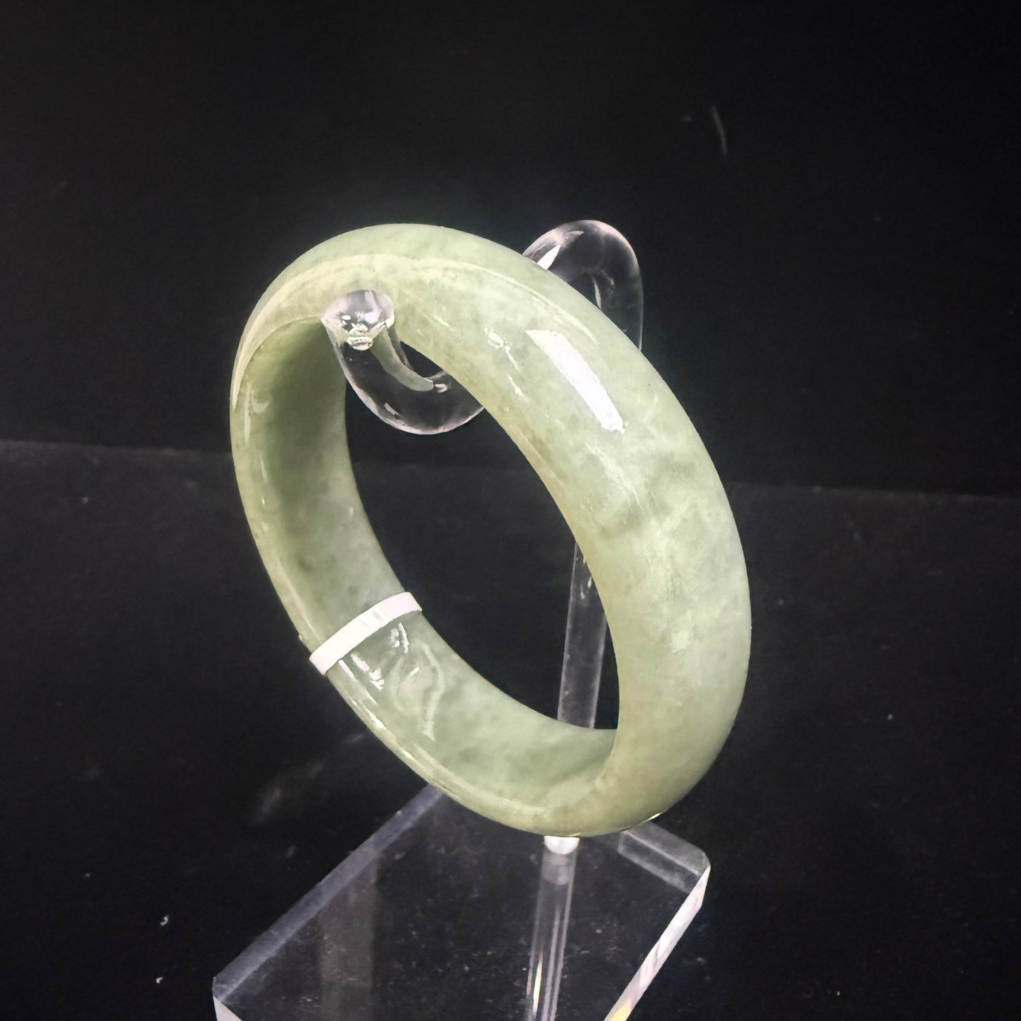 53. Broad flawless lake green Jade bangles