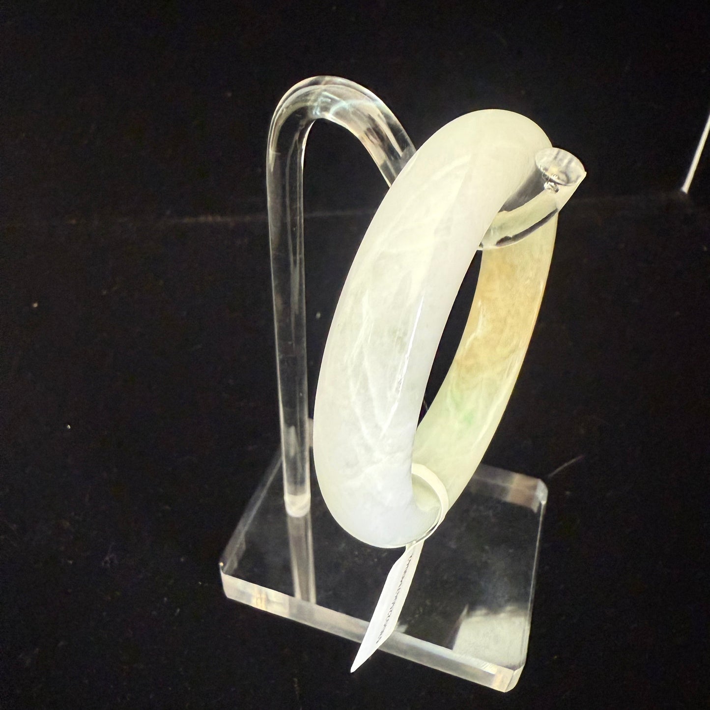 62. White with yellow Jade bangle