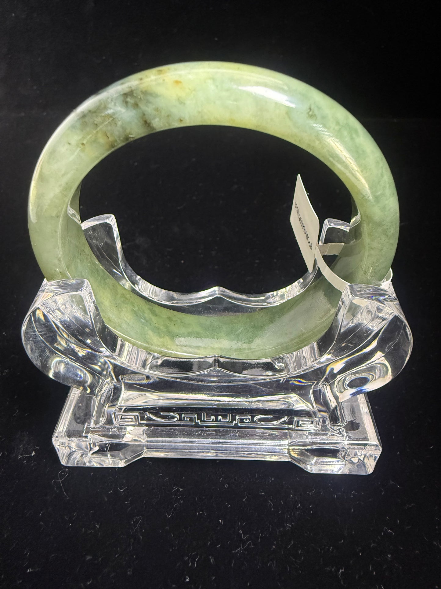 68. Green with natural black speckles jade bangle