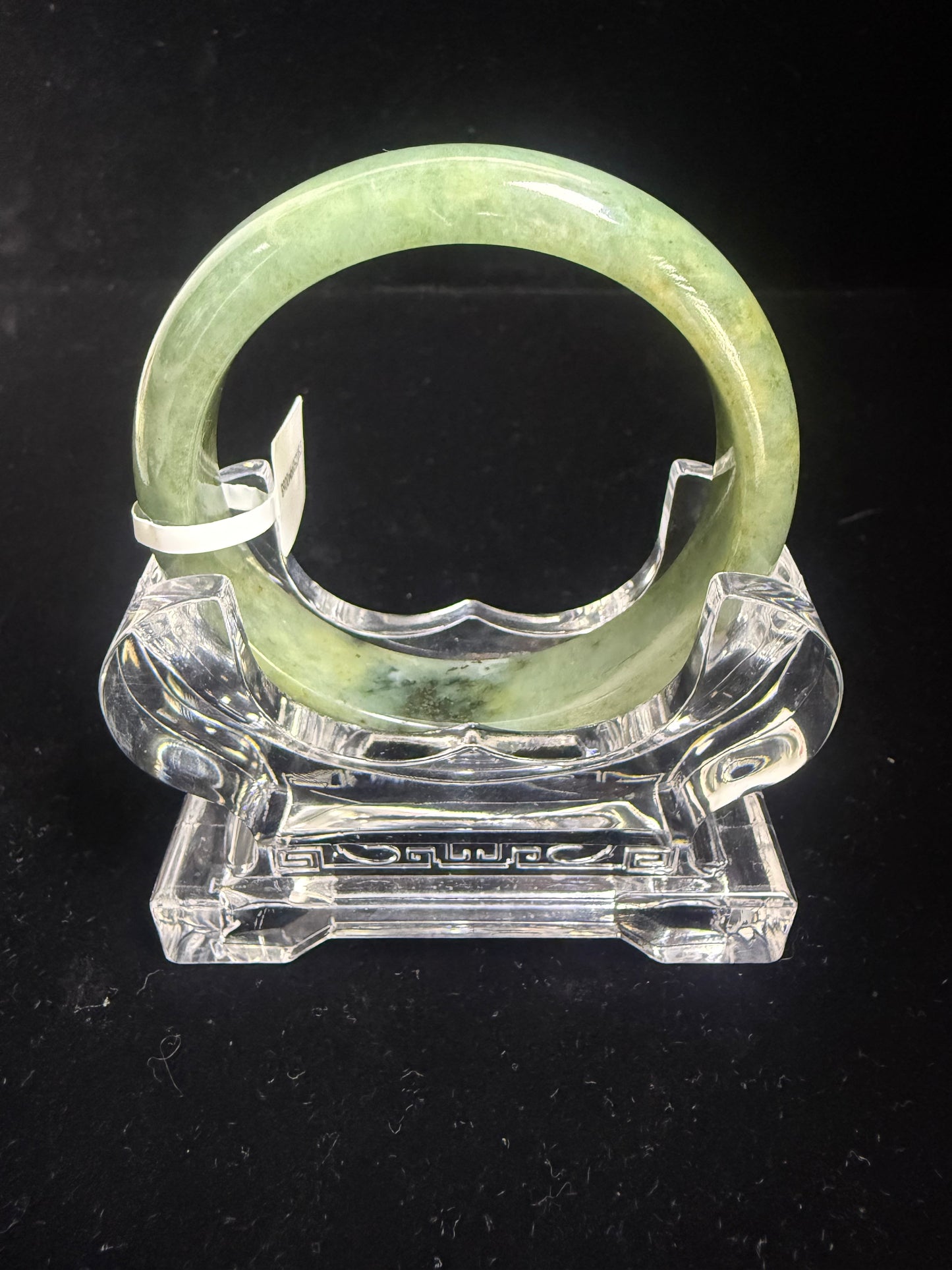 68. Green with natural black speckles jade bangle