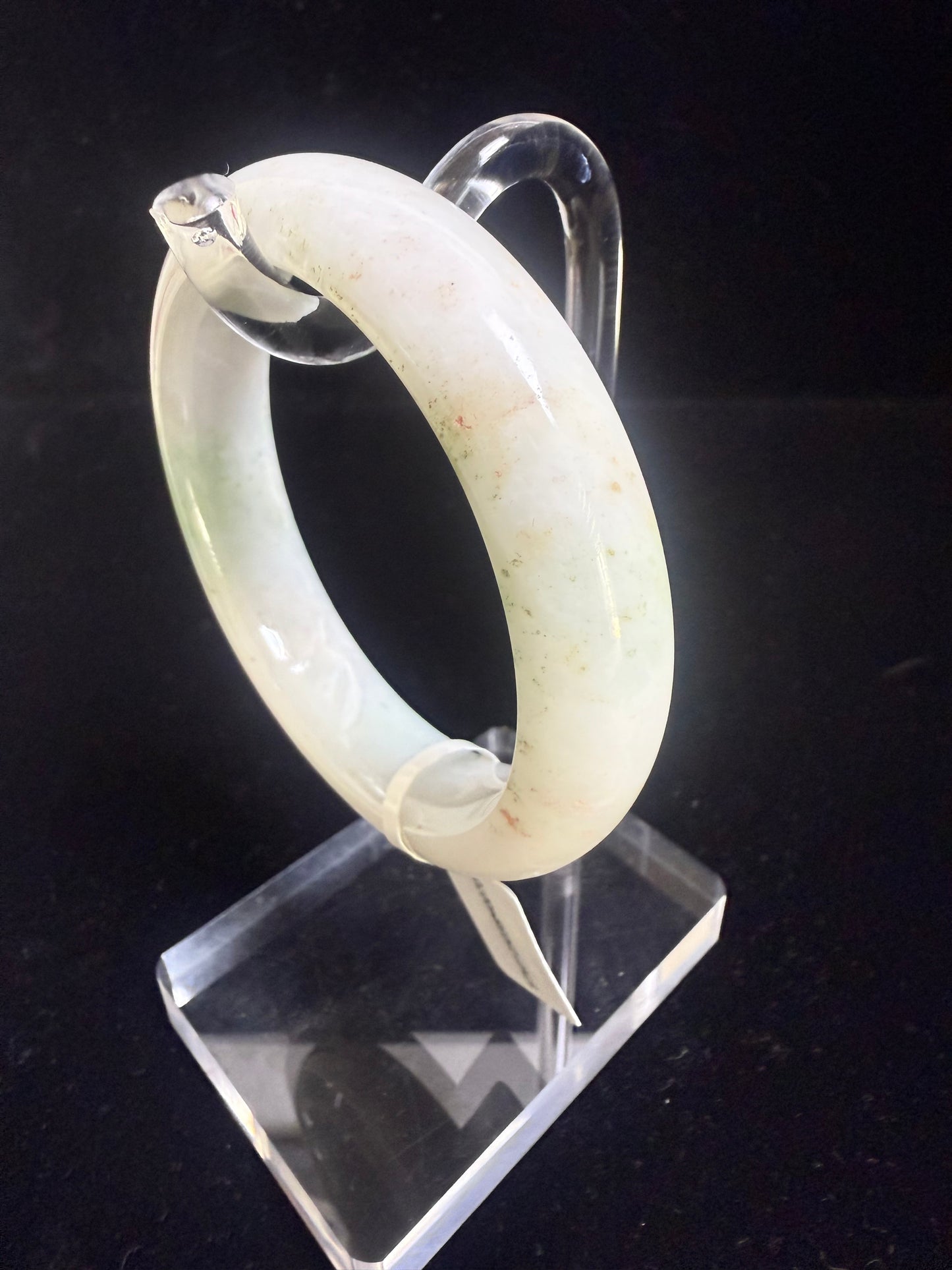 70. Light tint with gold speckles Jade bangle