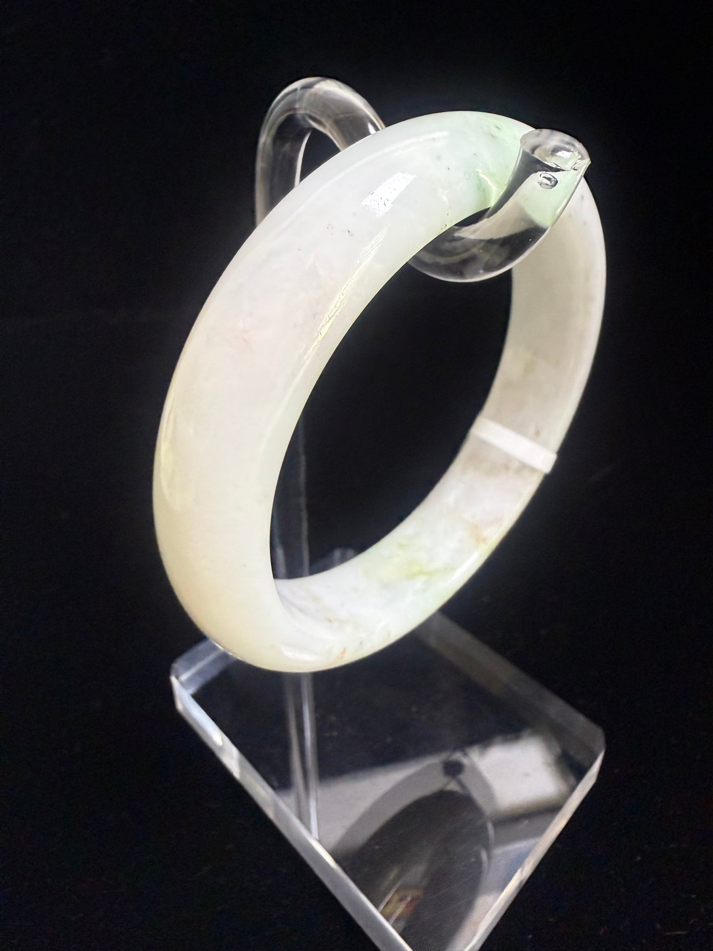 70. Light tint with gold speckles Jade bangle