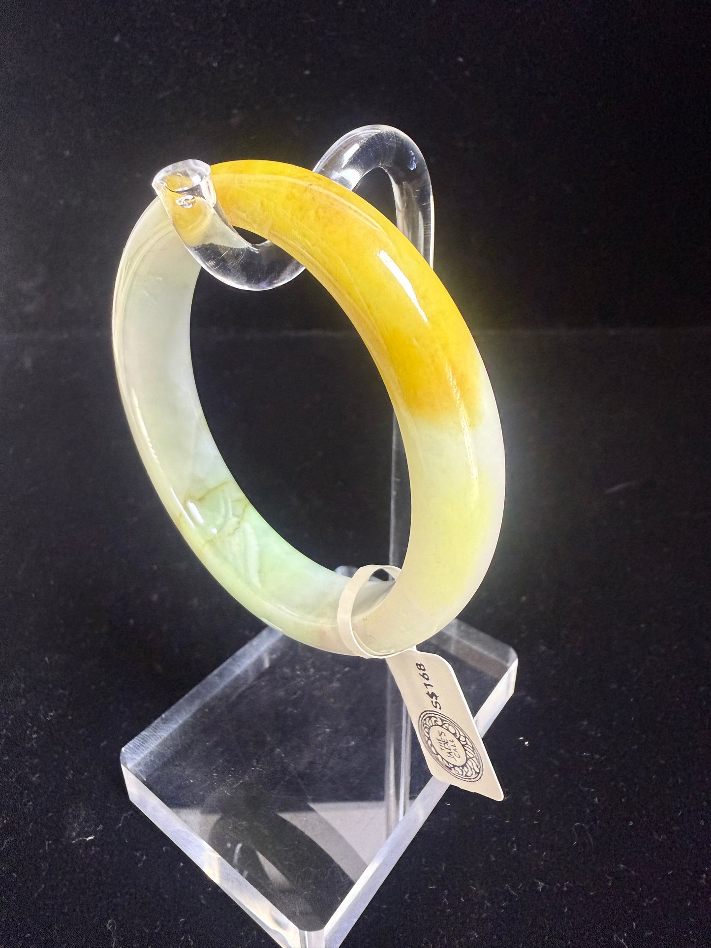 73. Yellow & light green combination Jade bangle