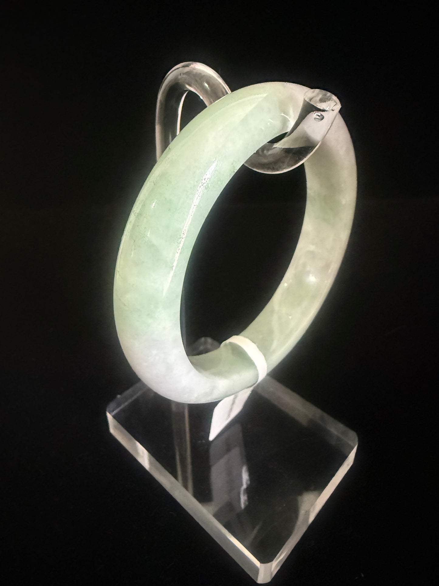 75. Green and light greyish combination Jade Bangle