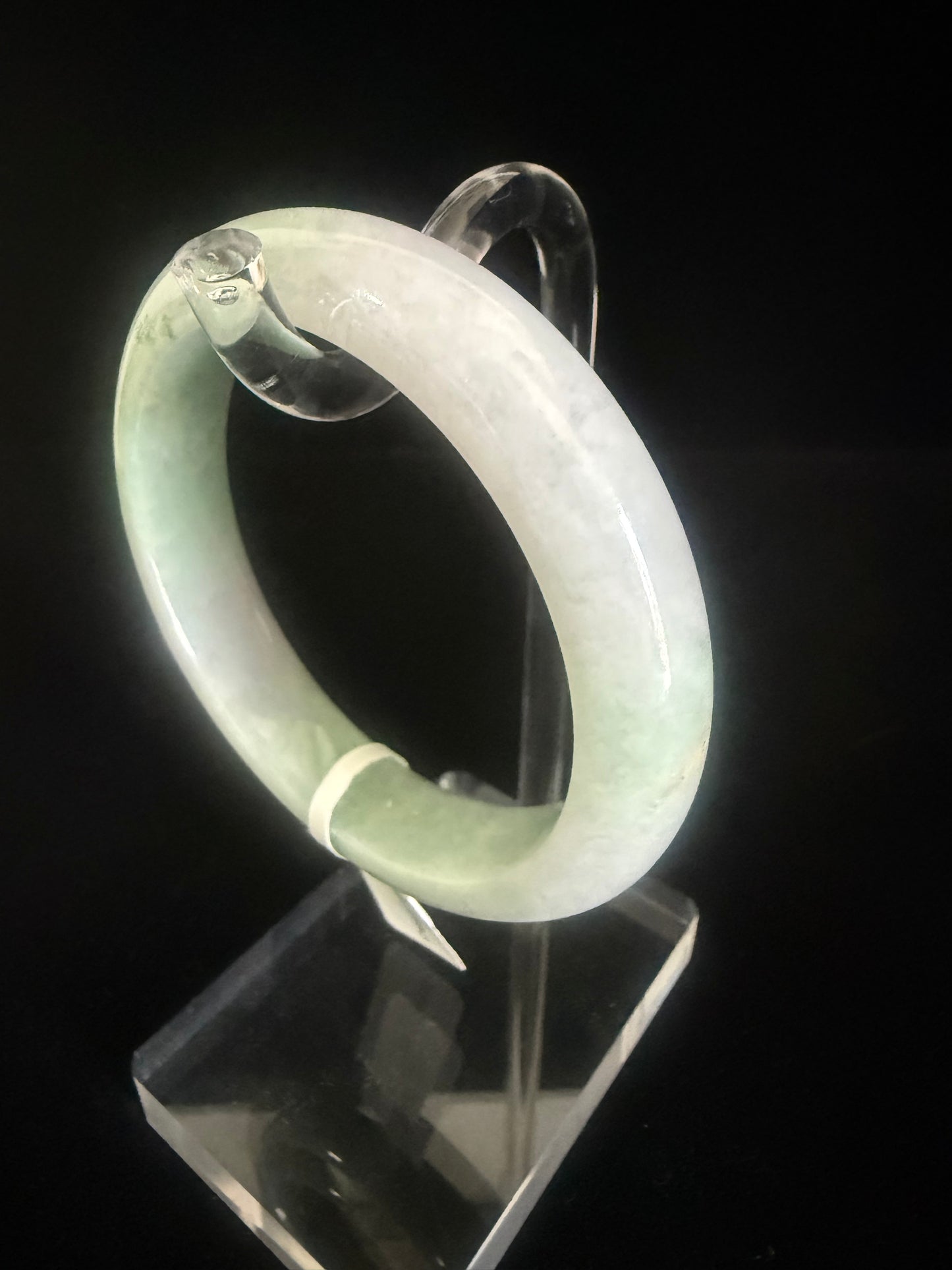75. Green and light greyish combination Jade Bangle