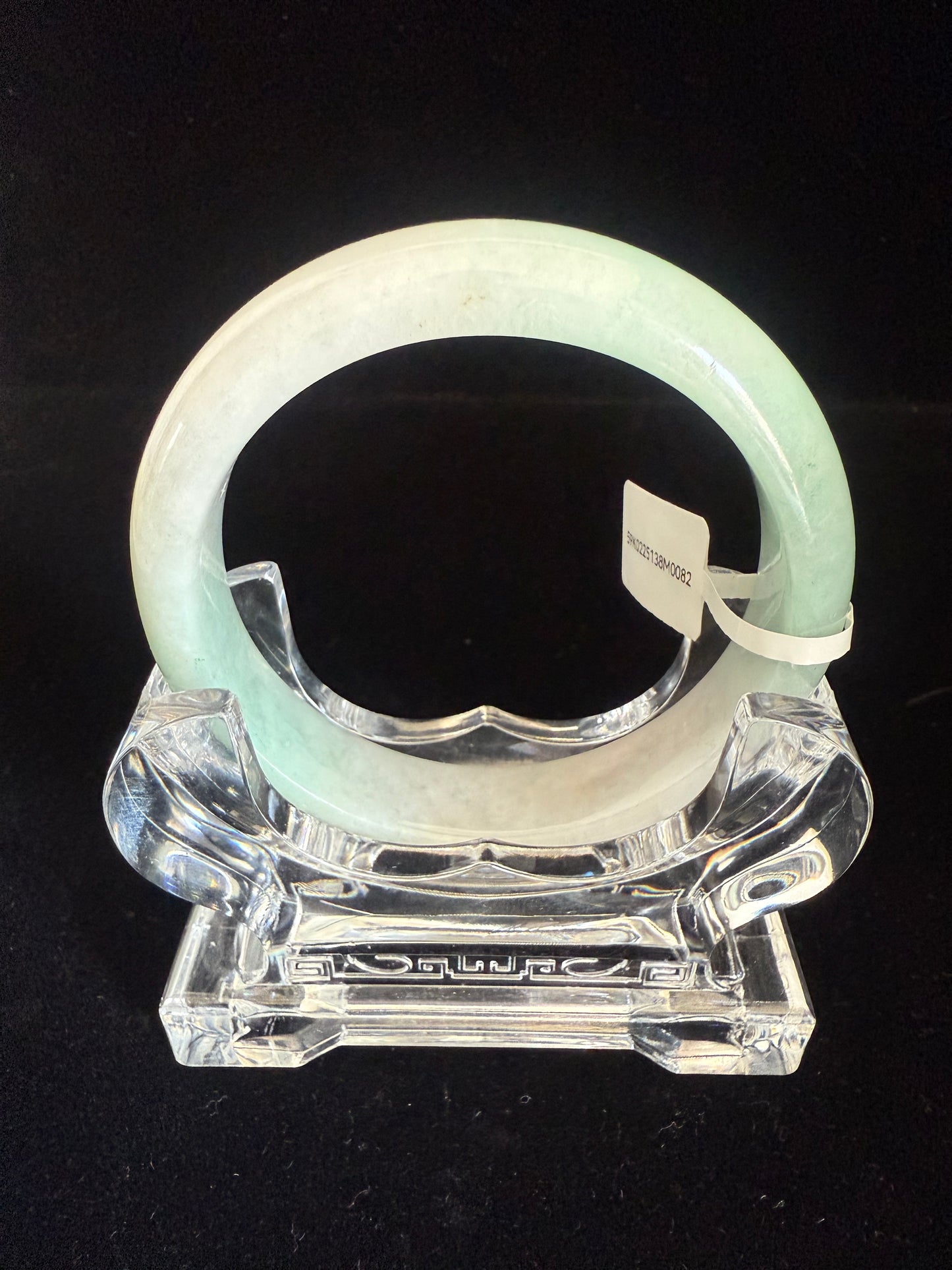 82. Green & greyish jade bangle