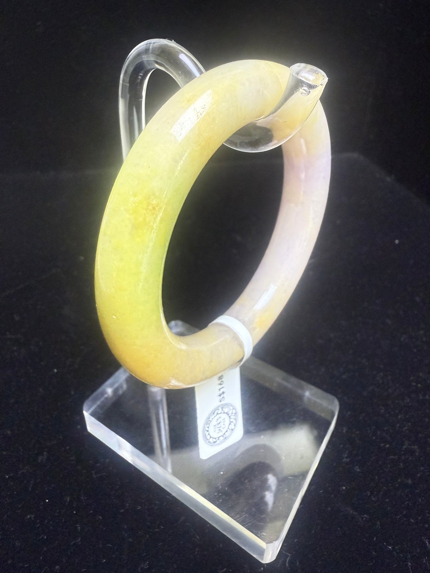 88. Yellow purple green Jade Bangle