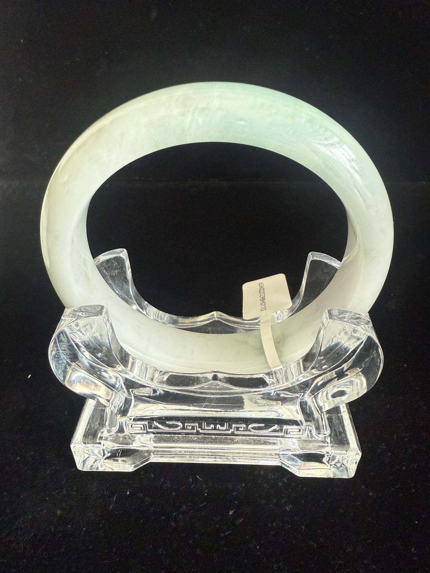 110. Rare beauty, blend of white & greenish blue Jade bangle