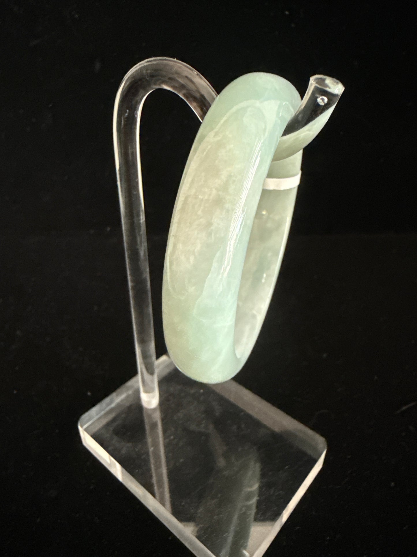 109. Natural texture light green Jade bangle