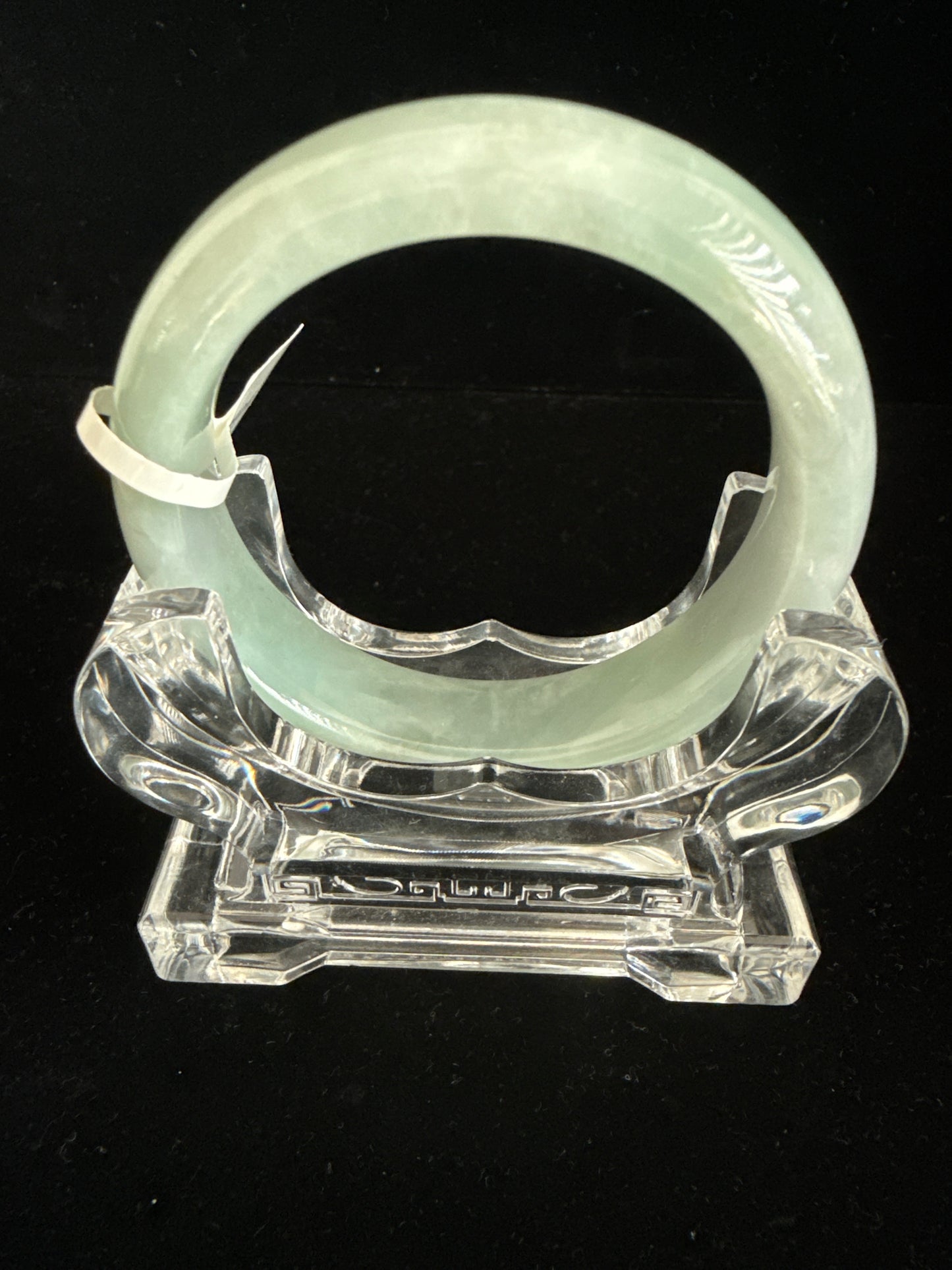109. Natural texture light green Jade bangle
