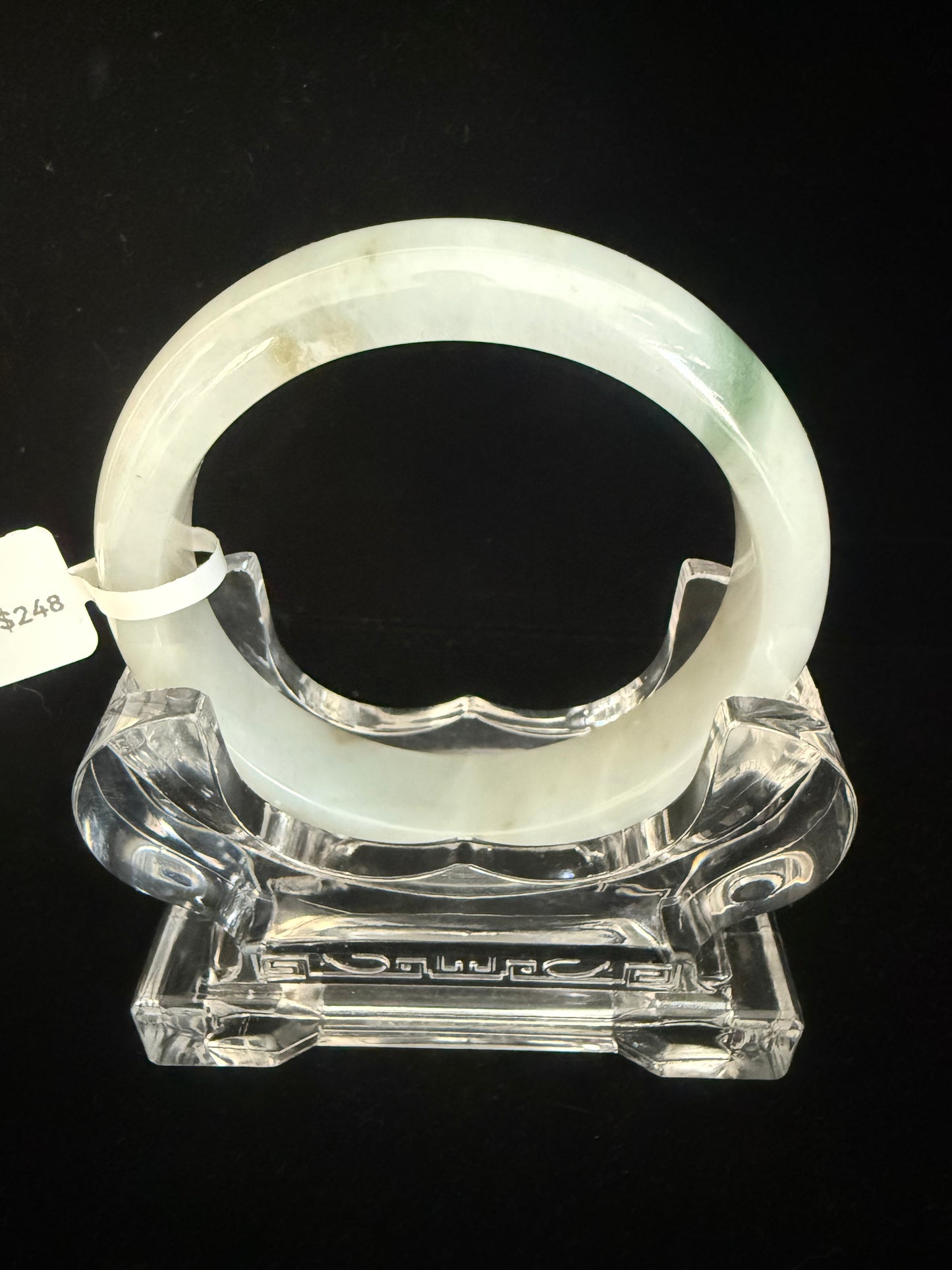 166. White with earthy brown spot Jade bangle