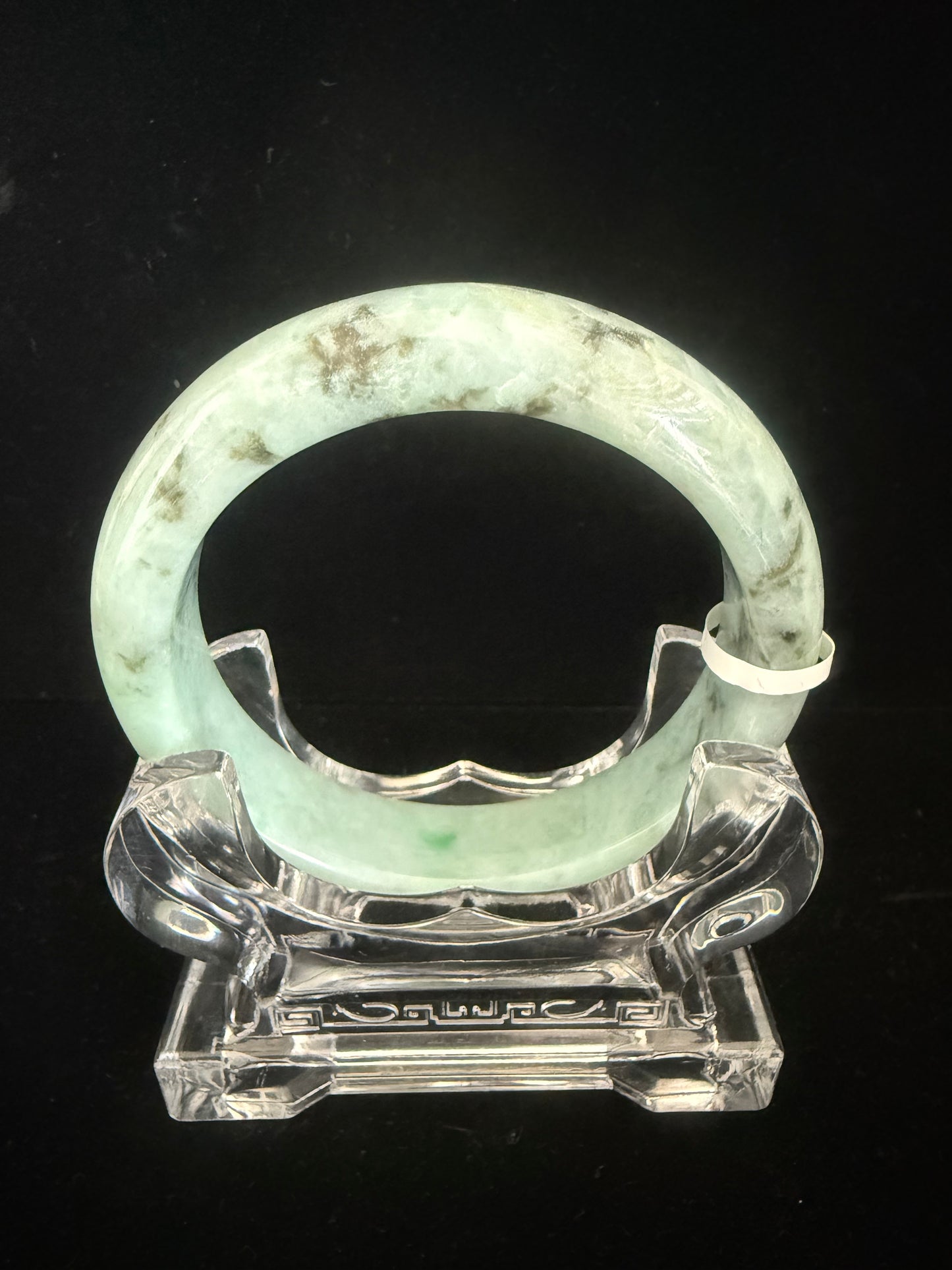 263. Green with dark spots patterns Jade bangle