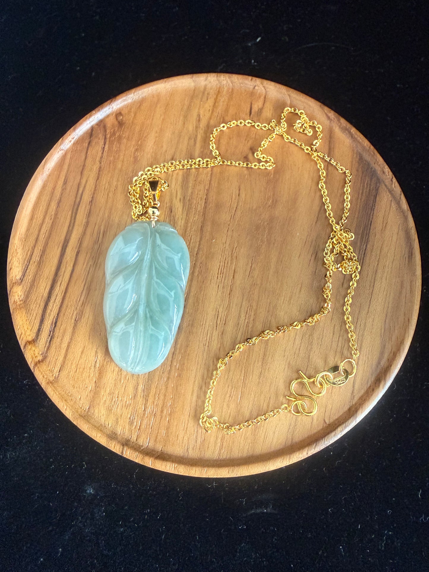 L53. Luminous Green Jadeite Leaf Pendant