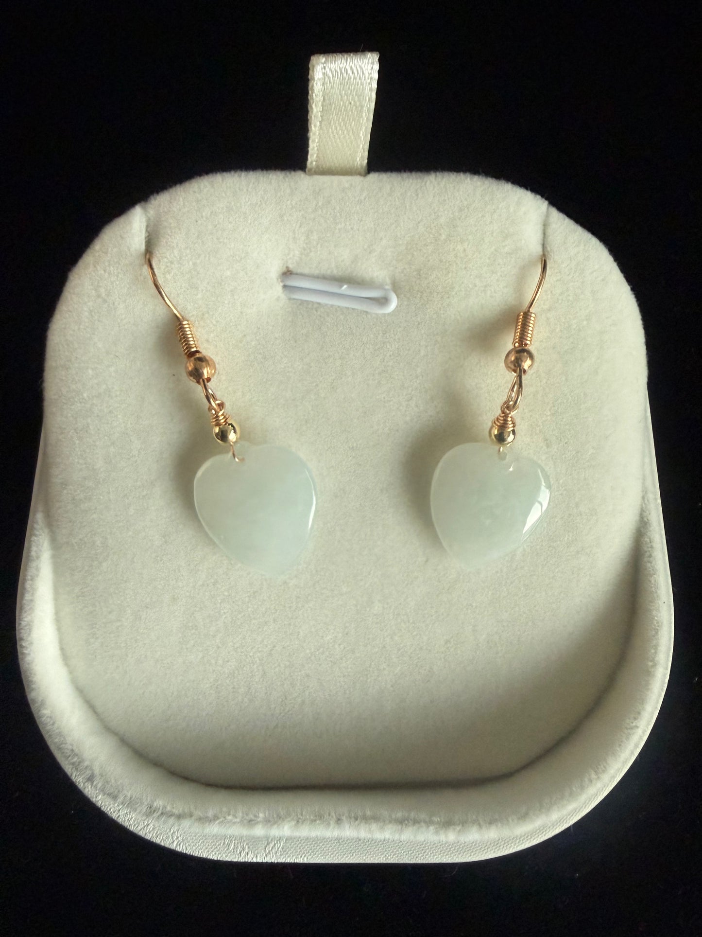 E339. Heart‑Shaped Jadeite Earrings on Hooks