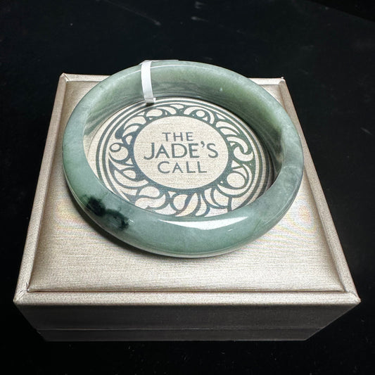 14. Green with Touches of Dark Green Jade Bangle