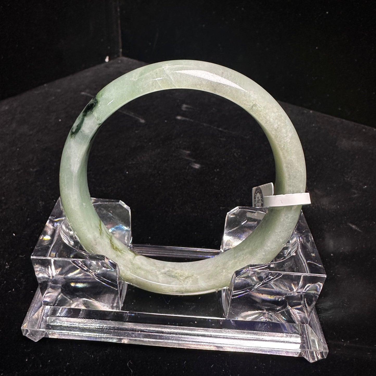 14. Green with Touches of Dark Green Jade Bangle
