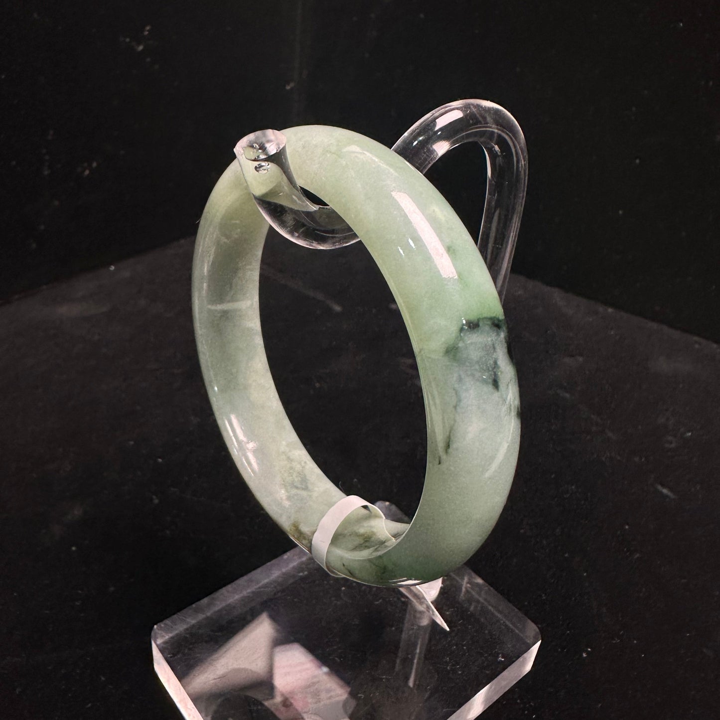 14. Green with Touches of Dark Green Jade Bangle