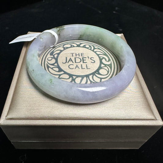 17. Apple Green and Lavender with Touches of Dark Green Jade Bangle