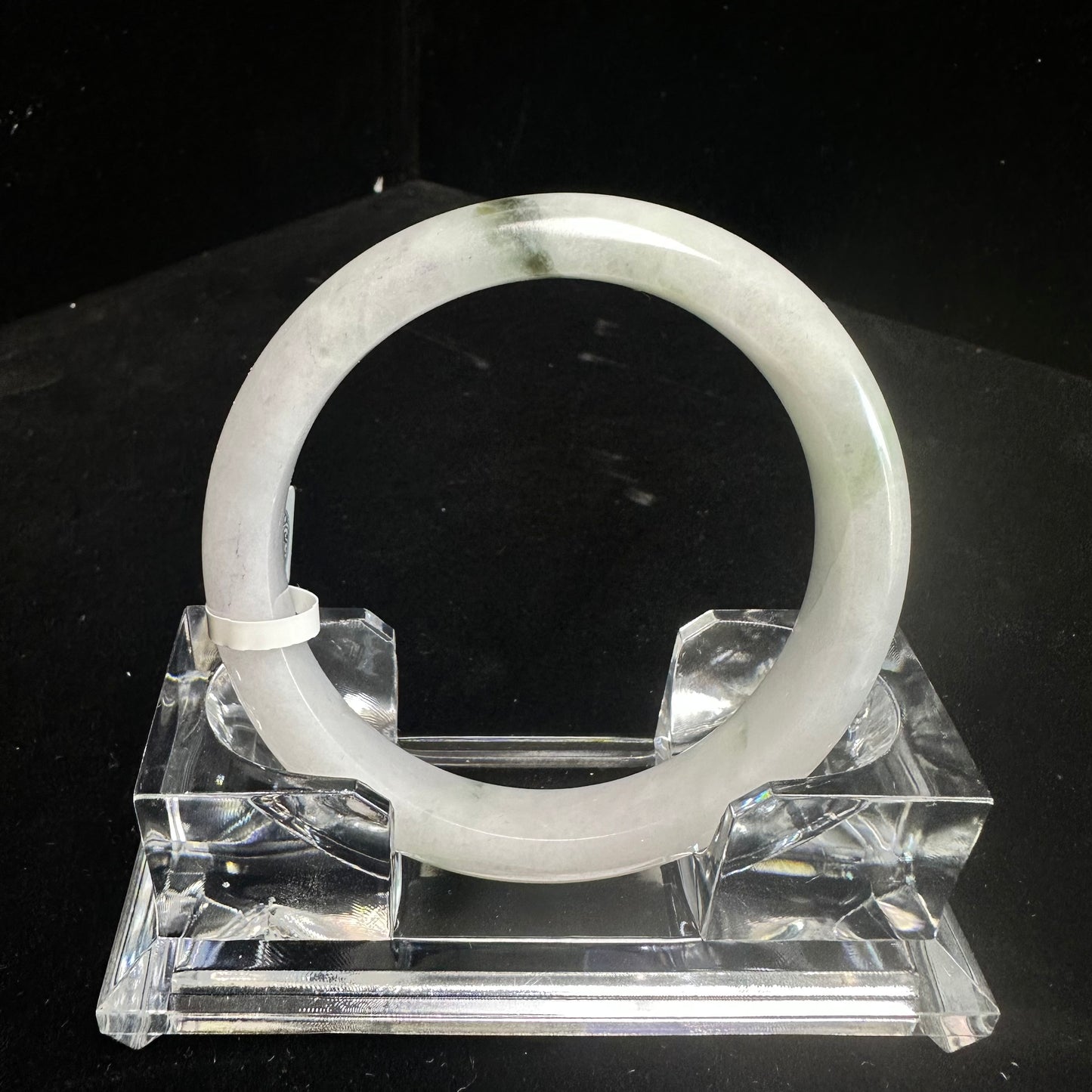 18. White with Touches of Green Jade Bangle