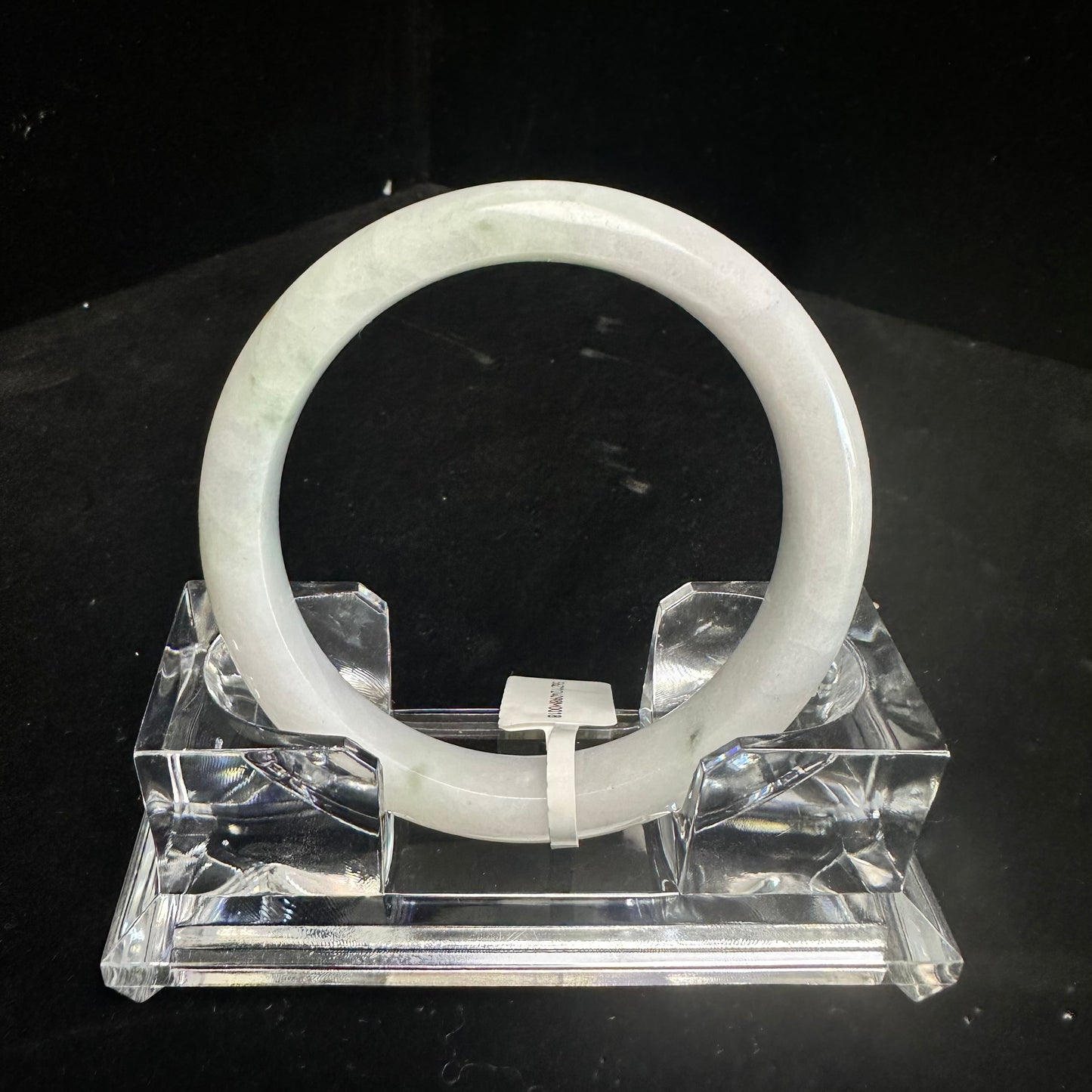18. White with Touches of Green Jade Bangle