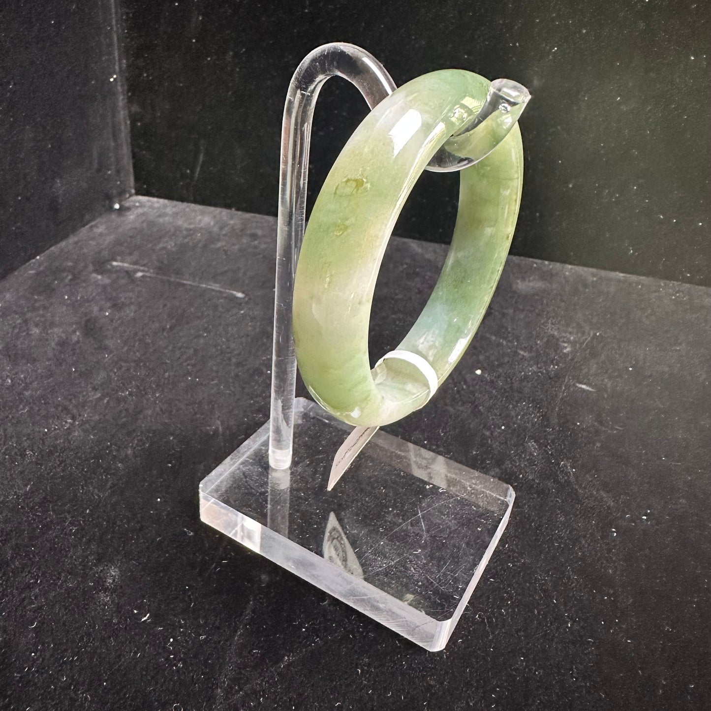 21. Dark Green and White Jade bangle