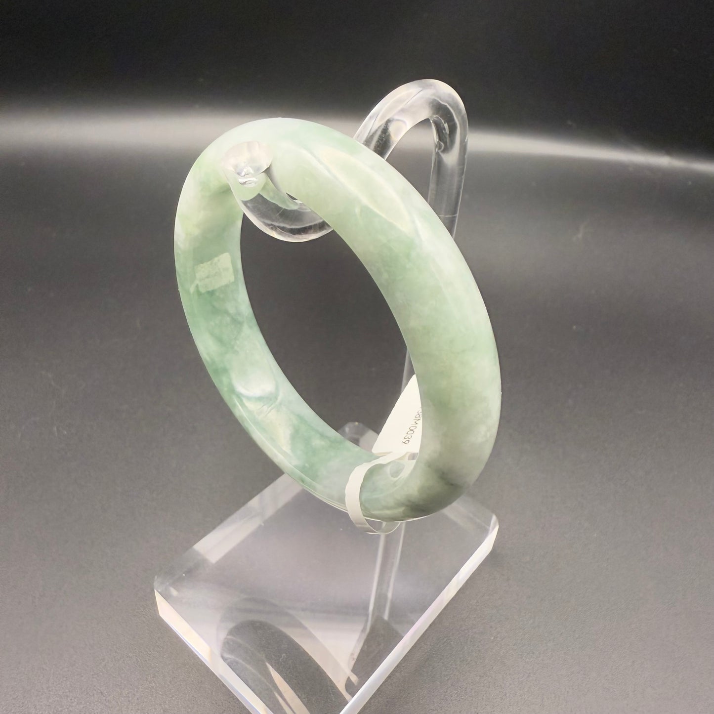 39. Green pattern white Jade bangle