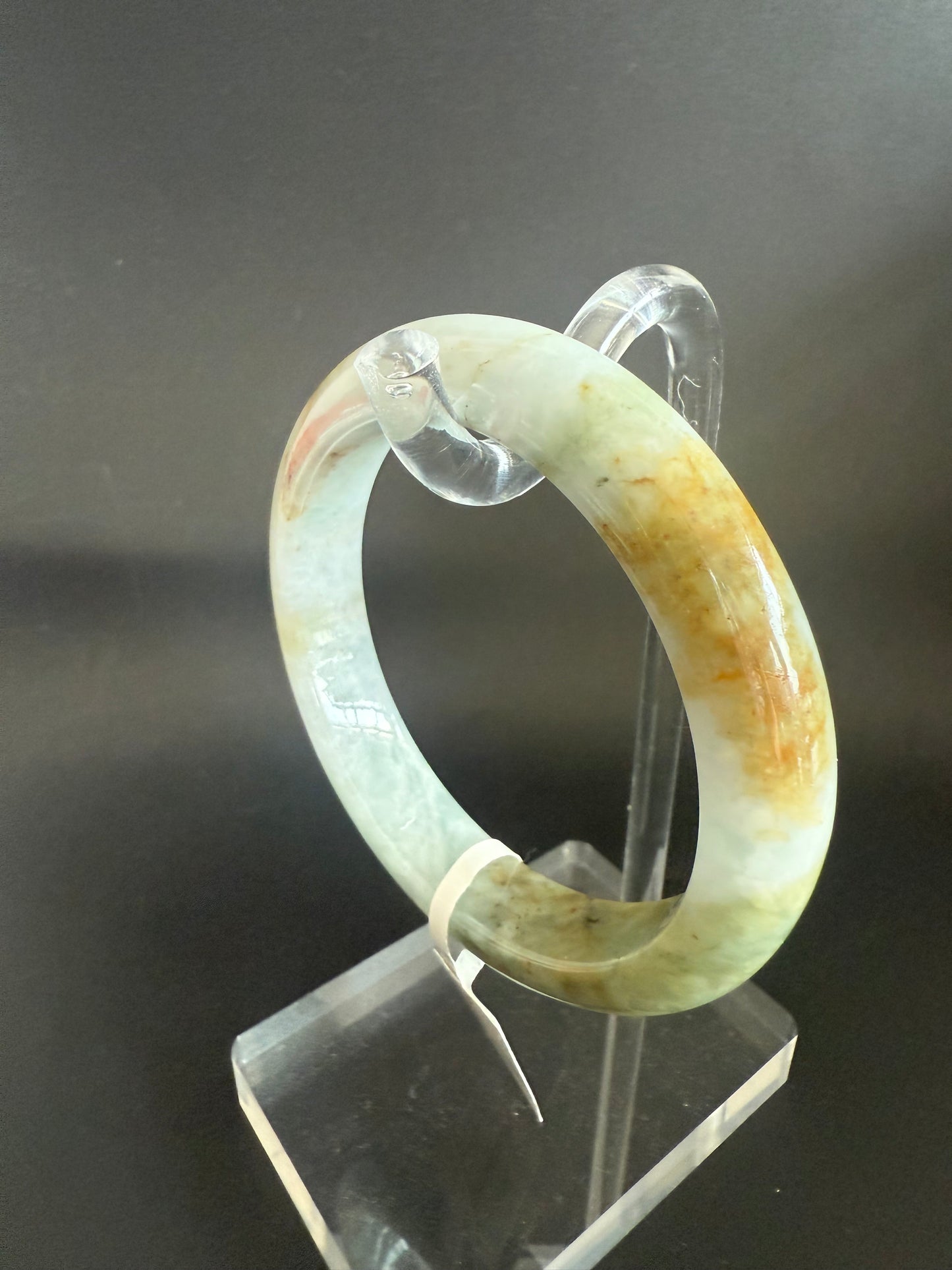 94. Greenish Grey with brown spatters jade bangle