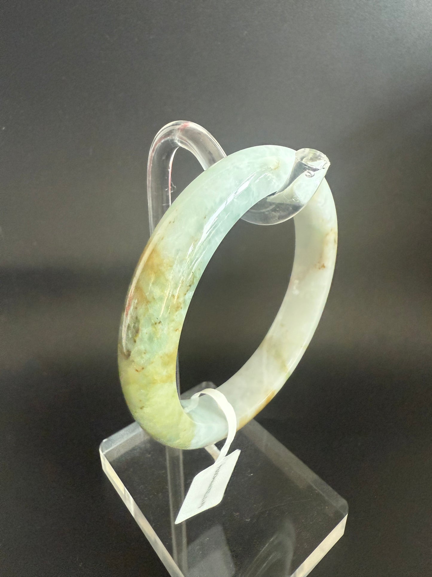 94. Greenish Grey with brown spatters jade bangle
