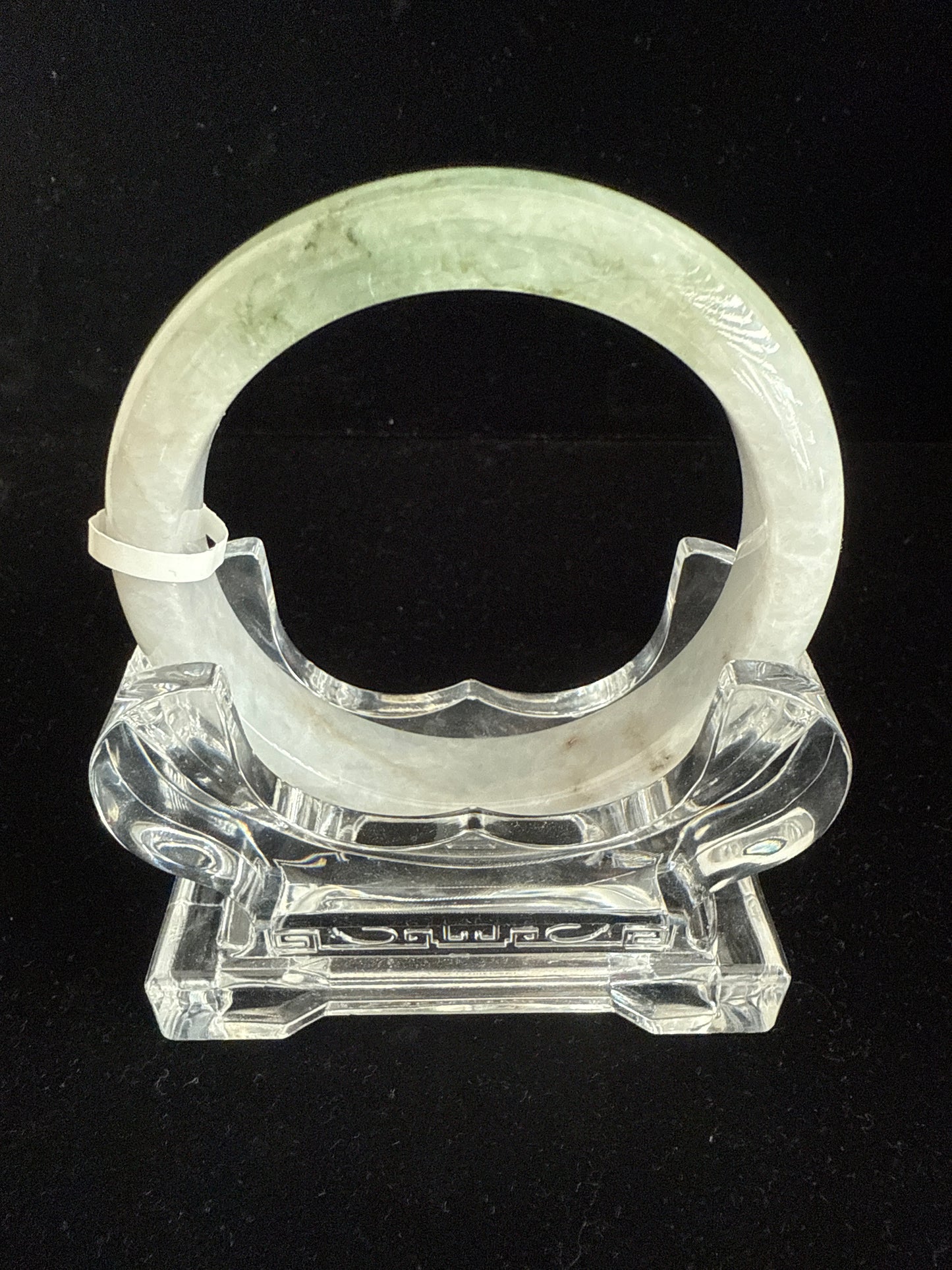 105. Glossy grey fused with lake green Jade bangle