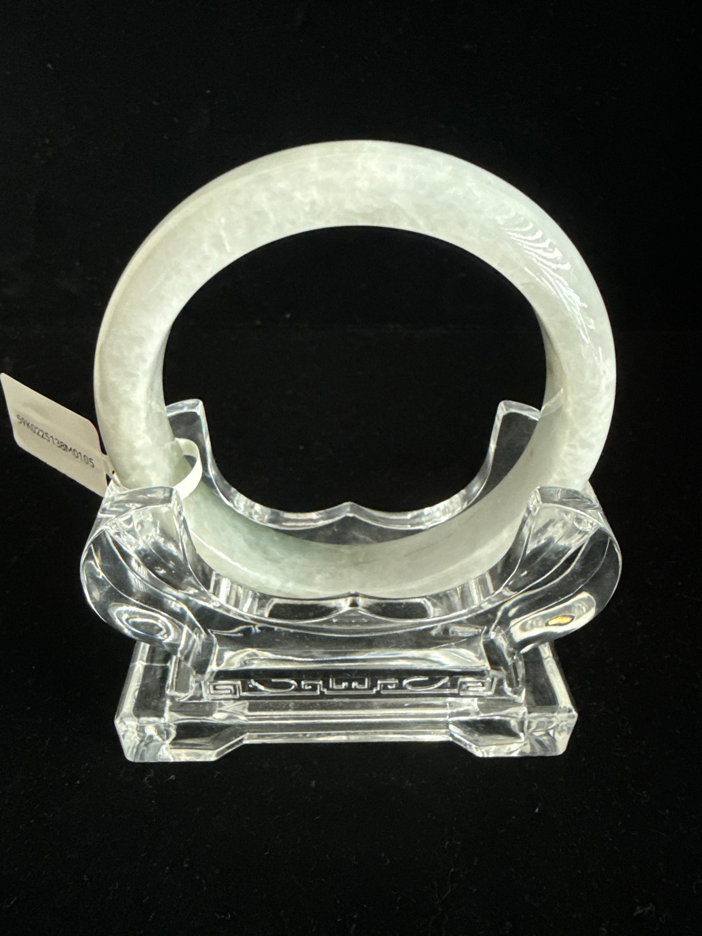 105. Glossy grey fused with lake green Jade bangle