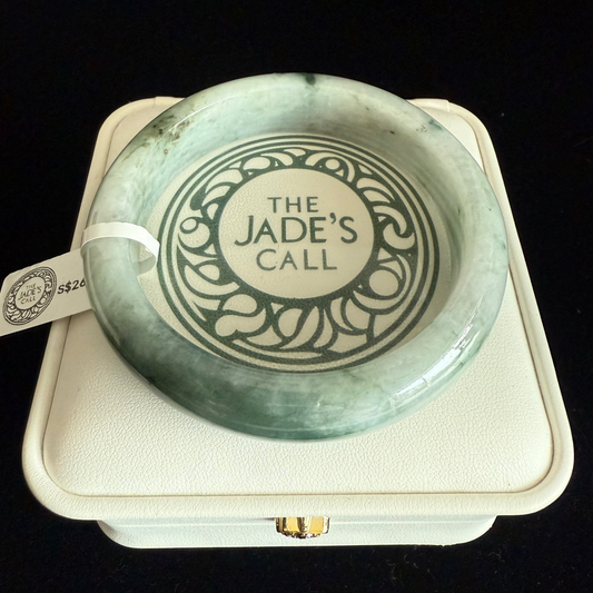 125. Grey with blend of lake green Jade bangle