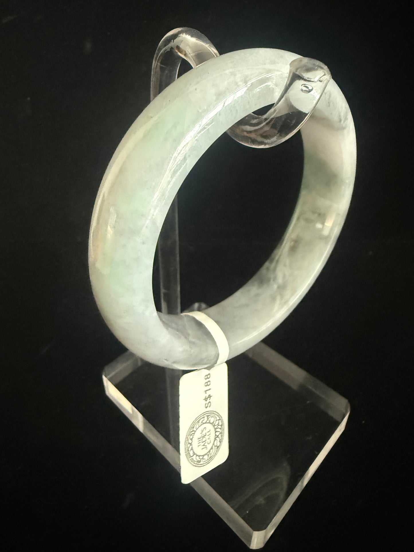 168. Grey with green Jade Bangle