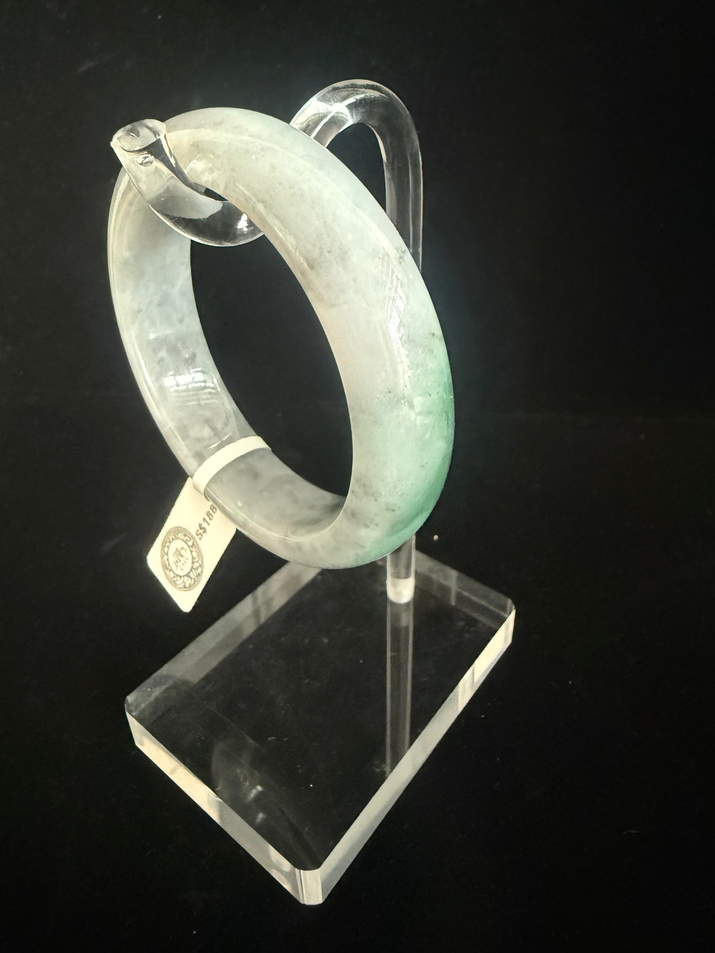 168. Grey with green Jade Bangle