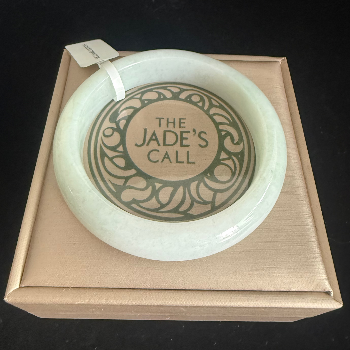 136. White with green glossy undertone Jade Bangle