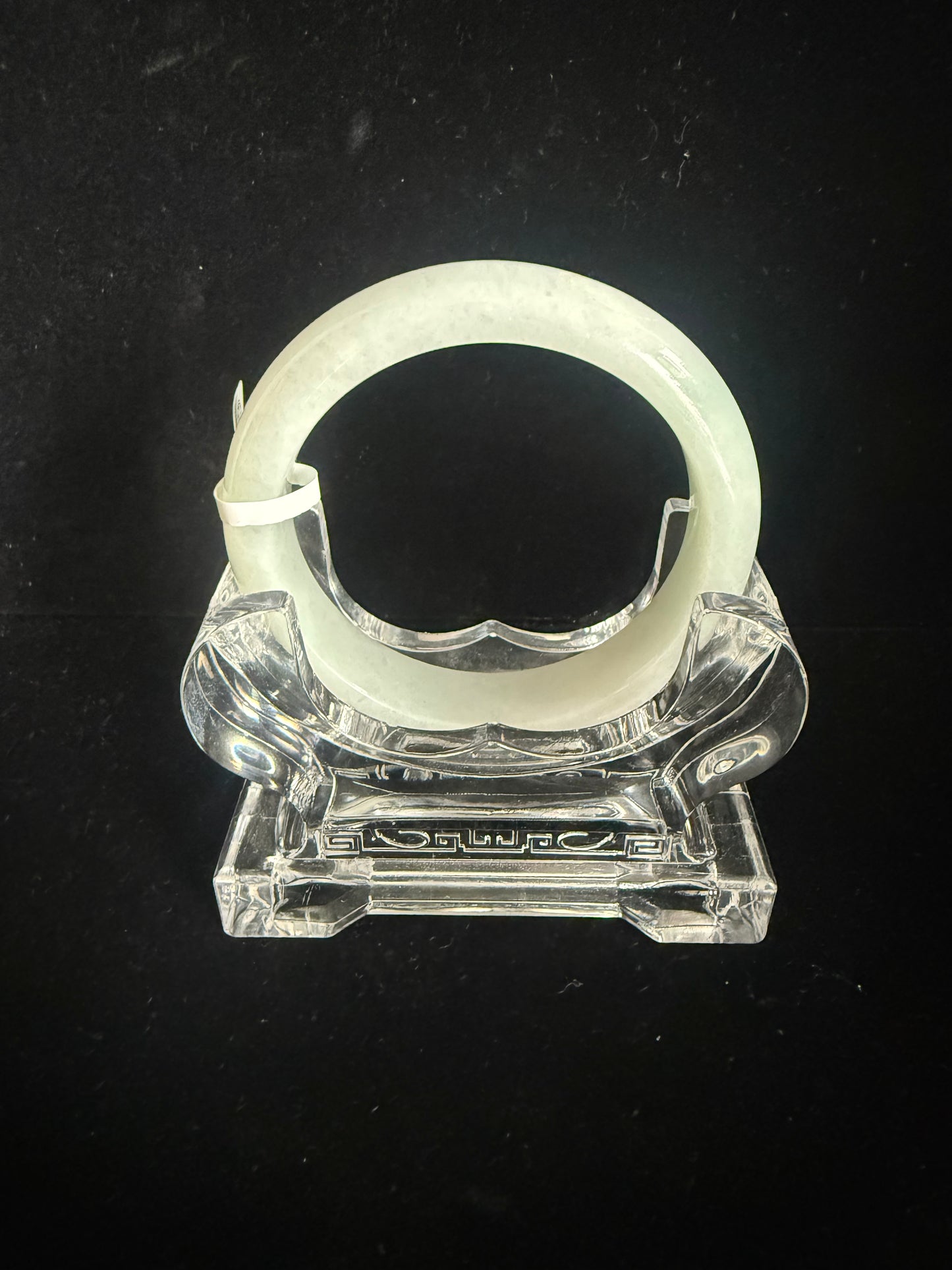 136. White with green glossy undertone Jade Bangle